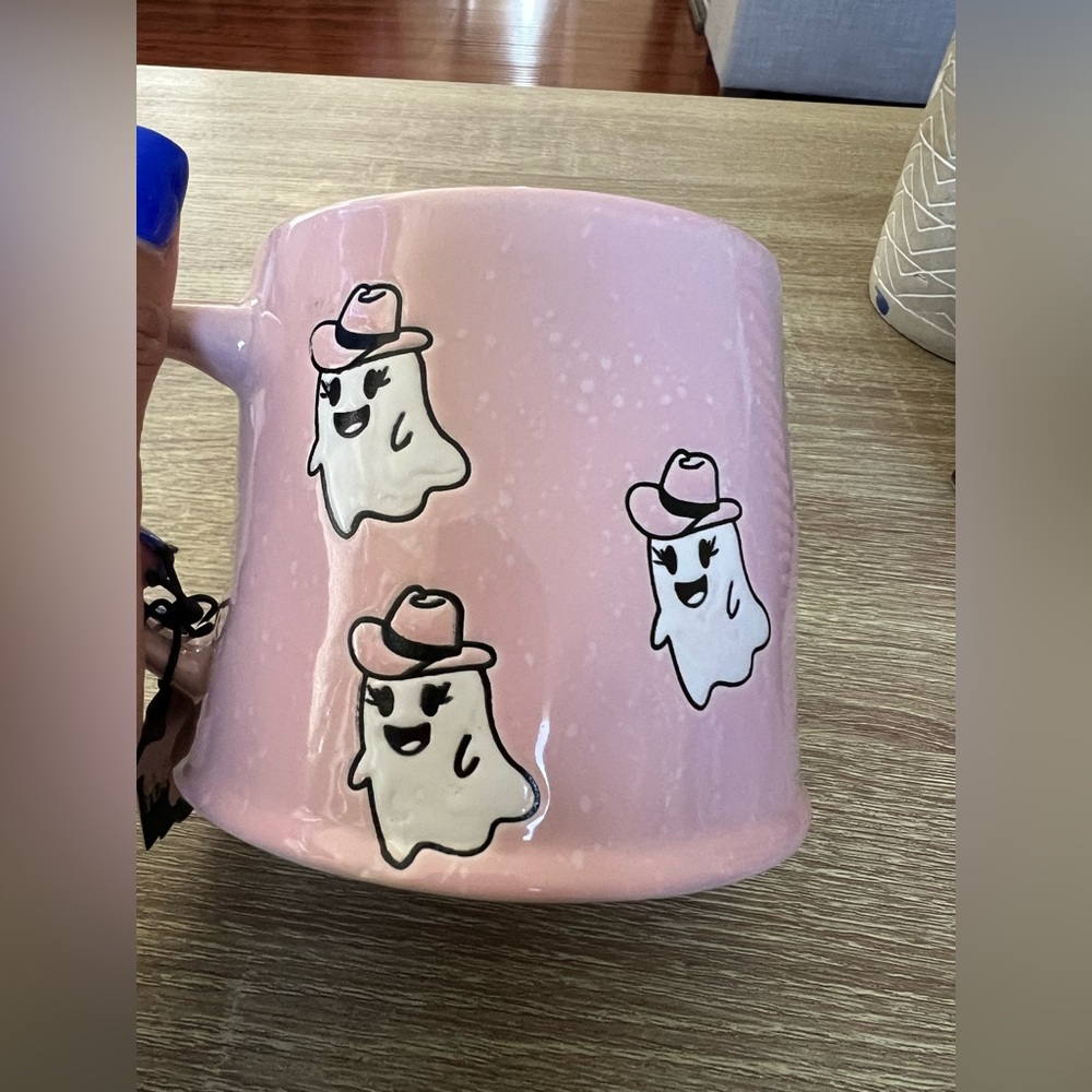 Pink Mug with Cowboy Ghosts